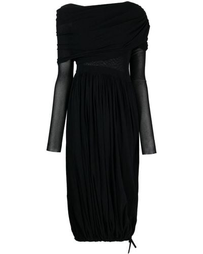 Philosophy Di Lorenzo Serafini Asymmetric Tulle Midi Dress - Black
