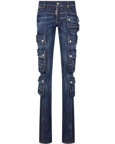 DSquared² Low-rise Skinny Cargo Jeans - Blue