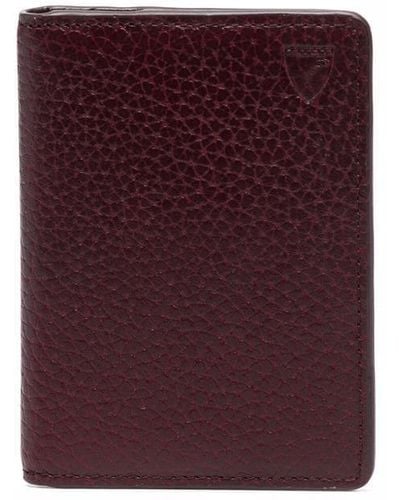 Aspinal of London Pebbled-effect Double Fold Wallet - Red