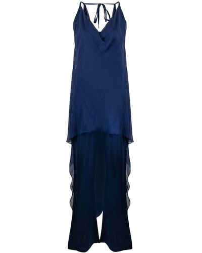 Alberta Ferretti Cowl Neck High-low Dress - Blue