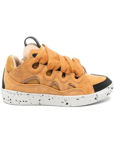 Lanvin Curb Oversize-tongue Panelled Sneakers - Orange