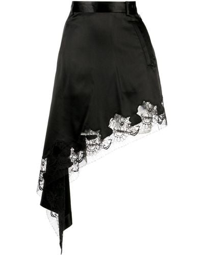 JNBY Lace-trim Asymmetric Midi Skirt - Black
