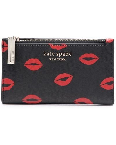 Kate Spade Kisses Faux-leather Slim Bifold Wallet - Black