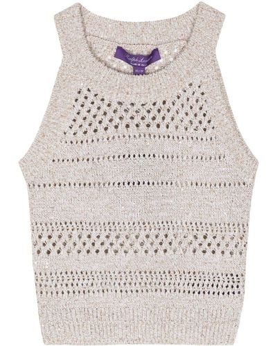 Ralph Lauren Collection Pointelle-knit Cropped Top - Gray