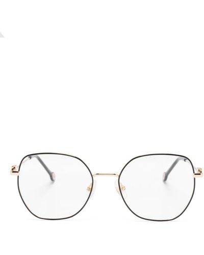Carolina Herrera Geometrische Brille mit Logo-Gravur - Natur