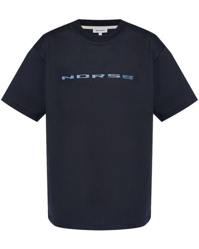 Norse Projects T-Shirt mit Logo-Print - Blau