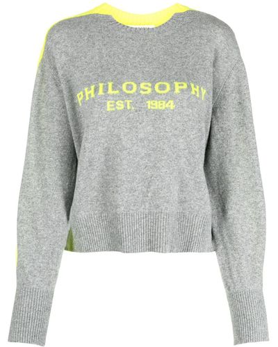 Philosophy Di Lorenzo Serafini Logo-jacquard Color-block Sweater - Gray