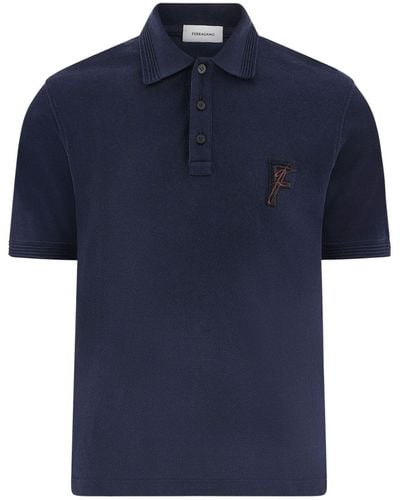 Ferragamo Logo-embroidered Polo Shirt - Blue