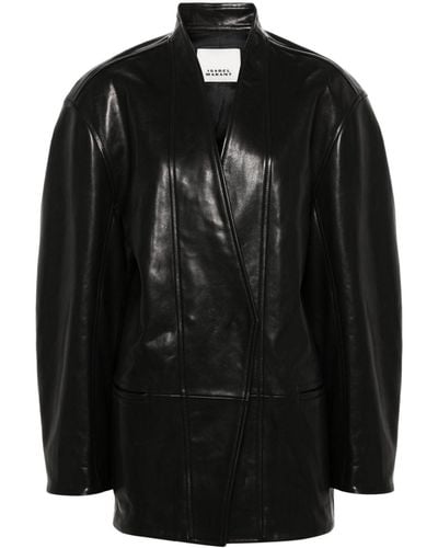 Isabel Marant Ikena Leather Coat - Black