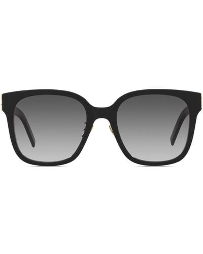 Saint Laurent Oversized-frame Logo-plaque Sunglasses - Black