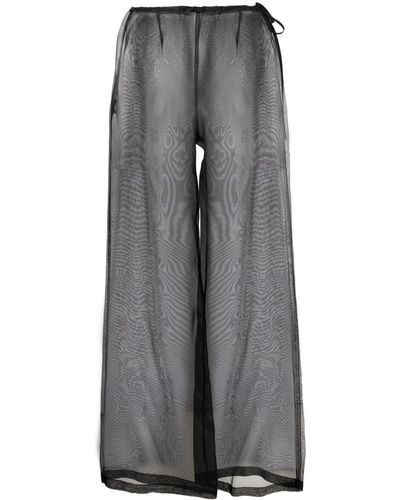 Barena Pantalon en soie à effet de transparence - Gris