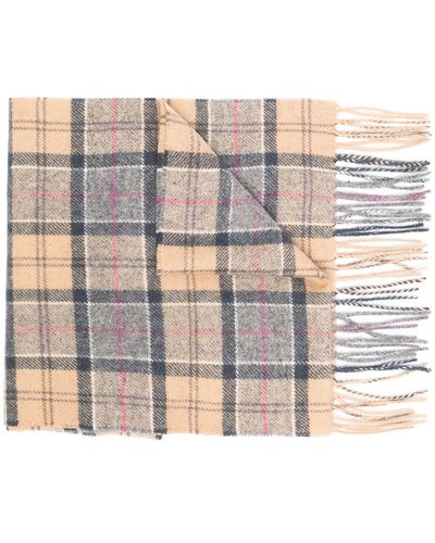 Barbour Check-print Fringed-edge Scarf - Brown