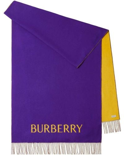 Burberry Reversible Scarf With Accessories - Purple