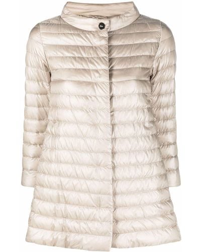 Herno Button-up Padded Coat - Natural