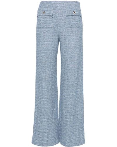 Maje Wide-leg Tweed Trousers - Blue