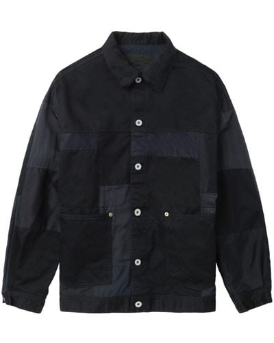 Comme des Garçons Button-up Patchwork Shirt Jacket - ブルー