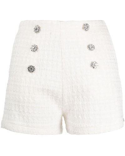 Nissa High-waisted Bouclé Shorts - White