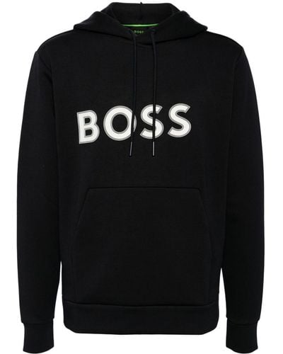 BOSS Logo-print Hoodie - Black