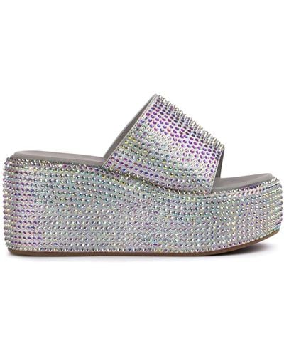 Le Silla Aiko 80mm Crystal Mules - Gray