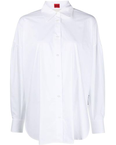 HUGO Lace-up Cotton Shirt - White