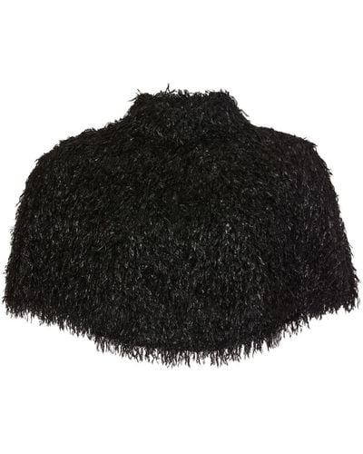 Unreal Fur Cropped Cape - Zwart