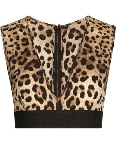 Dolce & Gabbana Top corto con estampado de leopardo - Negro