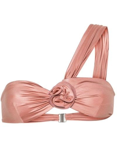 Magda Butrym Floral-appliqué One-shoulder Bikini Top - Pink