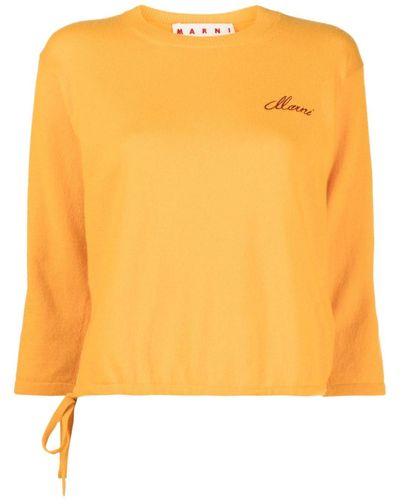 Marni Logo-embroidered Cashmere Sweater - Orange