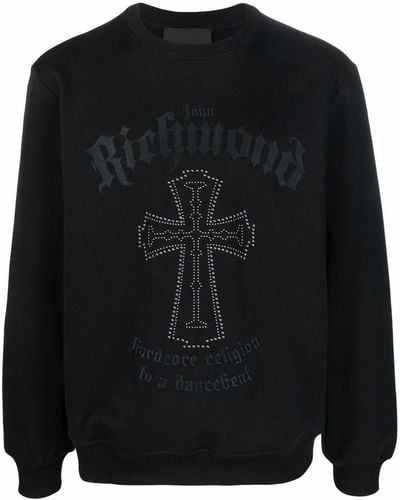 John Richmond Logo-print Cross-embellished Sweatshirt - Black