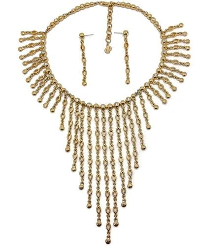 JENNIFER GIBSON JEWELLERY Vintage Christian Dior Crystal Cascade Necklace & Drop Earrings 1980s - Metallic