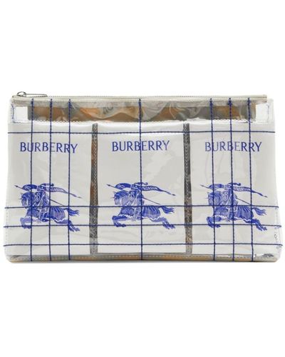 Burberry Transparente Clutch mit Logo-Patch - Blau