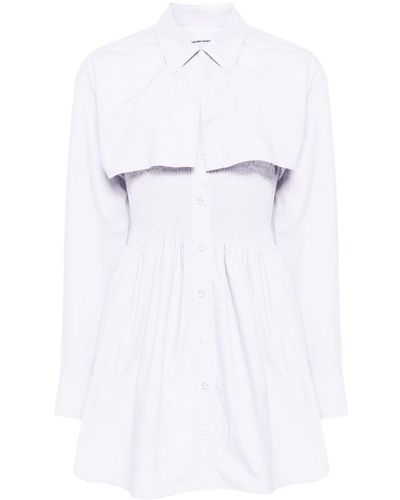 Alexander Wang Smocked Mini Shirt Dress - White