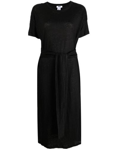 DKNY Short-sleeve Linen Long Dress - Black