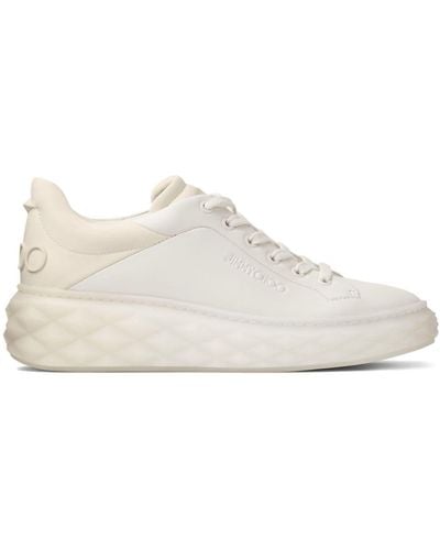 Jimmy Choo Diamond Maxi Leather Sneakers - White