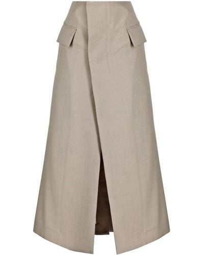 Sacai Suiting Mix Layered Midi Skirt - Brown