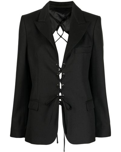 ROKH Laced Open Back Tailored Blazer - Black