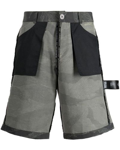 Mostly Heard Rarely Seen Inside Out Abstract-print Bermuda Shorts - Grey