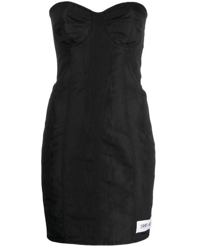 Dolce & Gabbana Strapless Minidress In Moiré-faille - Black