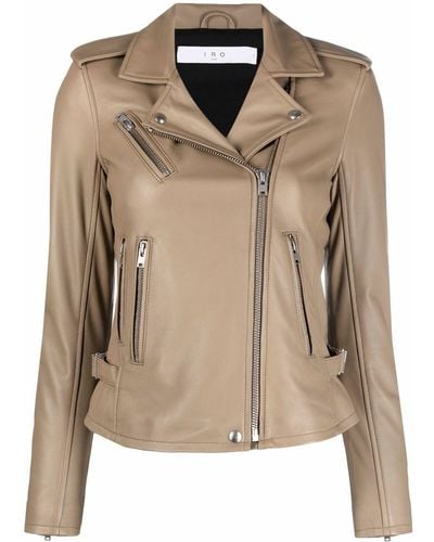 IRO Leather Fitted Biker Jacket - Multicolor