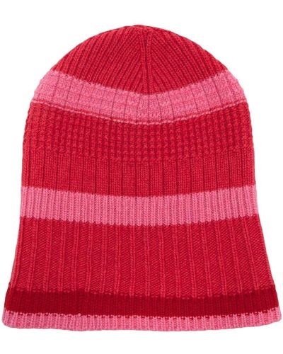 Barrie Striped Beanie Hat - Red