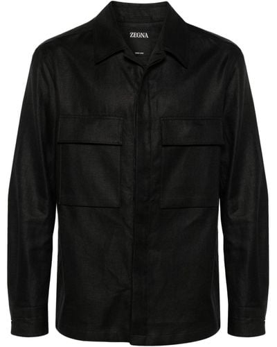 Zegna Camisa con bolsillos en el pecho - Negro
