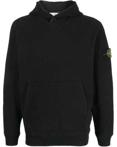 Stone Island Sudadera con capucha y parche Compass - Negro