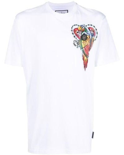 Philipp Plein Camiseta Hawaii SS con cuello redondo - Blanco