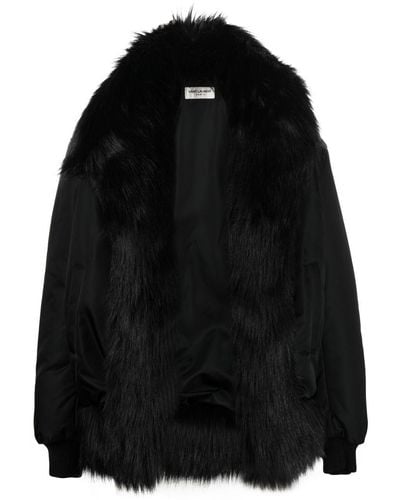 Saint Laurent Faux Fur-trimmed Cotton-shell Bomber Jacket - Black