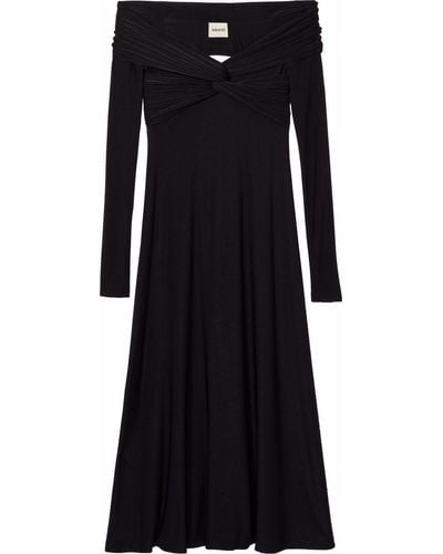 Khaite Cerna Off-shoulder Midi Dress - Black