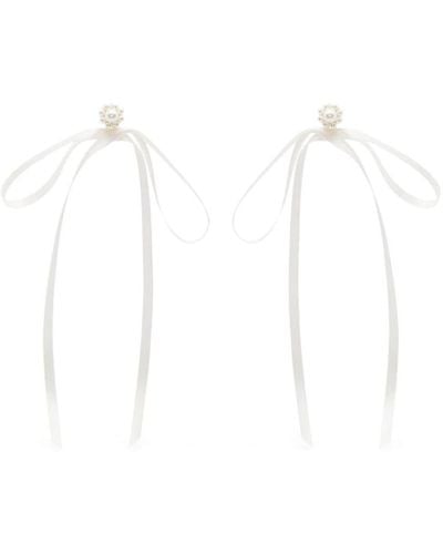 Simone Rocha Pearl-embellished Ribbon Bow Earrings - White