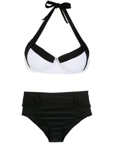 Amir Slama Two-tone High Rise Bikini Set - Black