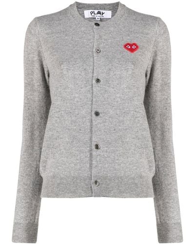 COMME DES GARÇONS PLAY Embroidered Heart Wool Cardigan - Grey