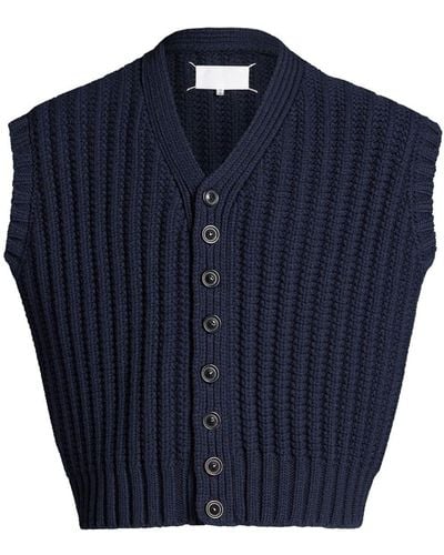 Maison Margiela Ribbed-knit Wool Vest - Blue