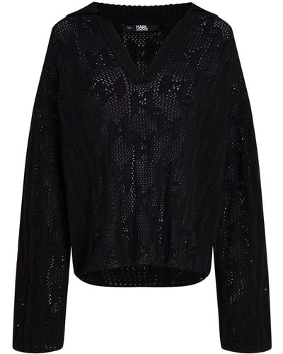 Karl Lagerfeld Monogram-jacquard Sweater - Black